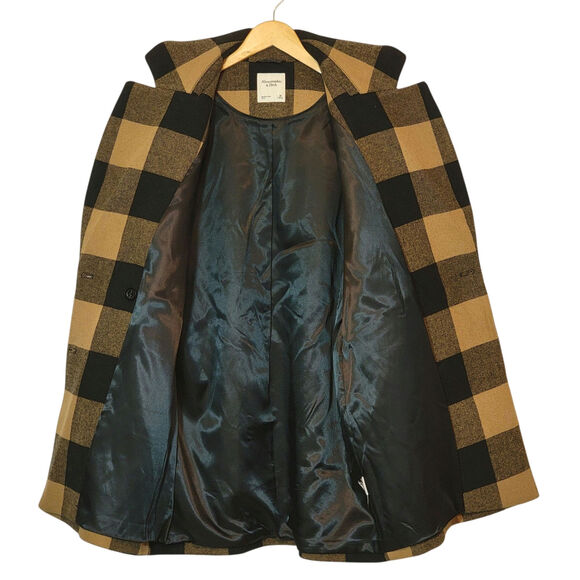 Abercrombie & Fitch Buffalo Check Peacoat Wool Fall Winter Casual Classic Size M - Picture 12 of 16